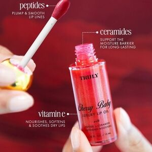 TRULY Cherry Baby Luxury Lip Oil with Peptides, Ceramides and Softening Booster